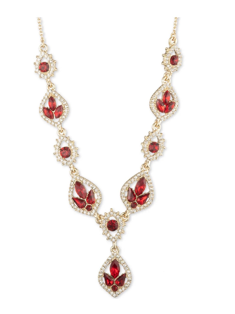 Marchesa “Poise” Y Drop Necklace Ruby Red - Picture 3 of 10